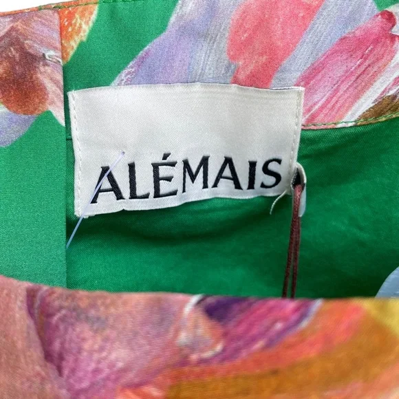 Alémais Arlo NWT Printed Off-the-Shoulder Silk Top Forrest - Picture 11 of 14